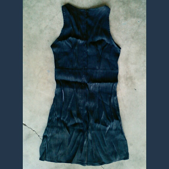 ~Metallic Navy Blue Sleeveless Jewel Pencil Dress Vintage Hana Shimmer Sundress - Picture 3 of 7
